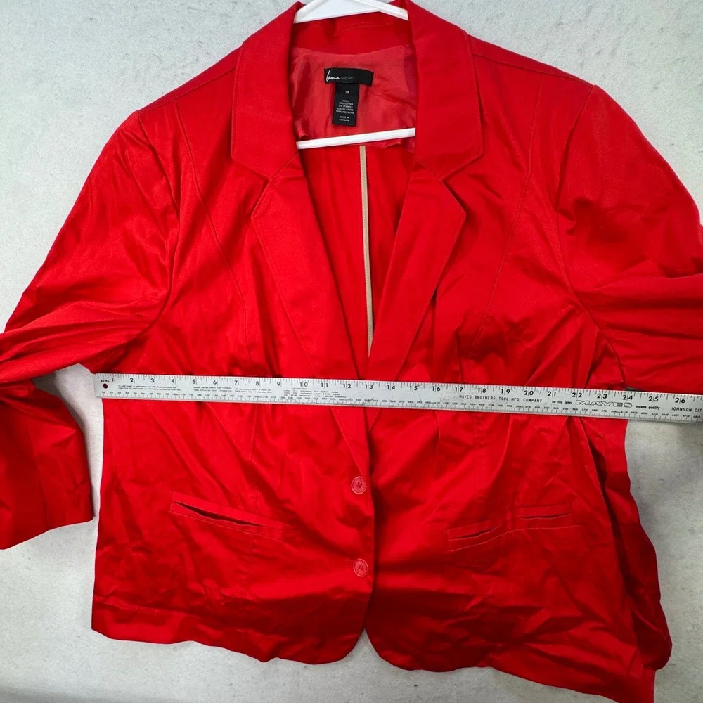 Lane Bryant Blazer Women Plus 28 Red Cotton Stretch Office Workwear Professional